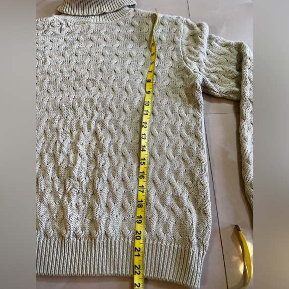 Jeanne Pierre Yellow Cotton Knit Turtleneck Sweater Size Small - Picture 10 of 16
